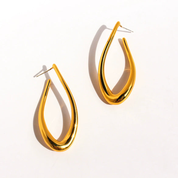 Wholesale Brass Minimalist Geometric Ushaped And Drop Shape Electroplated Earrings For Women