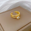 Wholesale Brass Open Ring Twisted Cross Real Gold Plated Cartoon Crown Style For Women