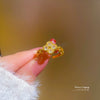 Wholesale Brass Open Ring With Clover And The Crown Pattern Gold Plated Cartoon Style For Women