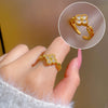 Wholesale Brass Open Ring With Clover And The Crown Pattern Gold Plated Cartoon Style For Women