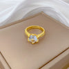 Wholesale Brass Open Ring With The Crown Pattern Electroplated For Women Light Luxury Cartoon Style