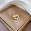 Wholesale Brass Ring With Real Gold Plating Devil's Eye And The Crown Design Zircon Inlay Women's Style