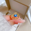 Wholesale Brass Ring With Real Gold Plating Leaf Eyes Zircon Microinlaid The Crown Pattern For Women