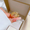 Wholesale Brass Ring With Real Gold Plating Open Leaf Zircon Microinlaid The Crown Design For Women