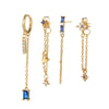 Wholesale Brass Star Element Zircon Earrings Four Piece Set Fashion Style