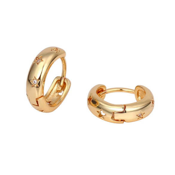 Wholesale Brass Star Hollow Earrings For Women Fashion Electroplated