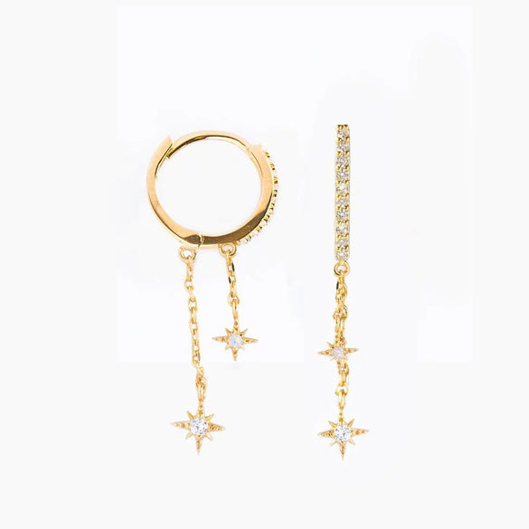 Wholesale Brass Star Zircon Plated Earrings