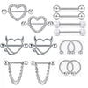 Wholesale Breast Ring Set Stainless Steel Retro Geometric Electroplating Piercing Jewelry Unisex