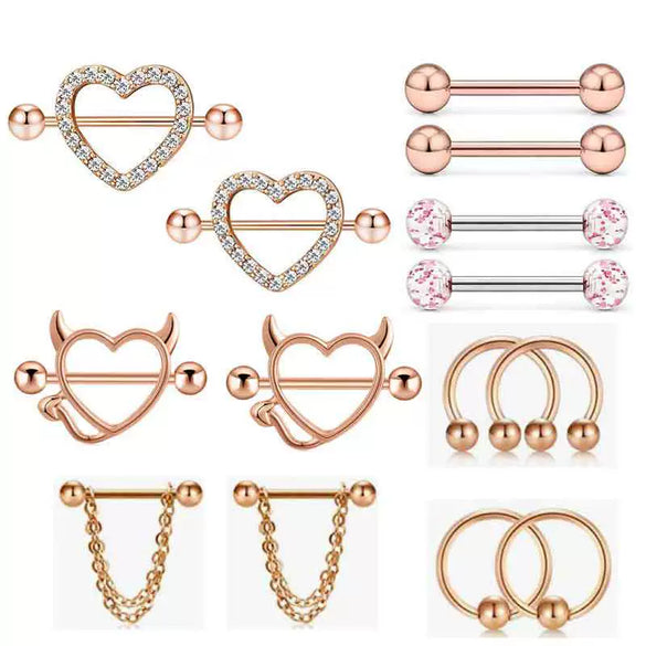 Wholesale Breast Ring Set Stainless Steel Retro Geometric Electroplating Piercing Jewelry Unisex