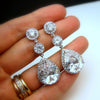 Wholesale Bridal Banquet Drop Shape Copper Earrings Inlaid With Zircon