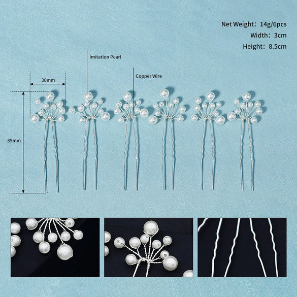 Wholesale Bridal Hair Accessories Pearl Ancient Style U Shaped Hairpin With Flower Pattern