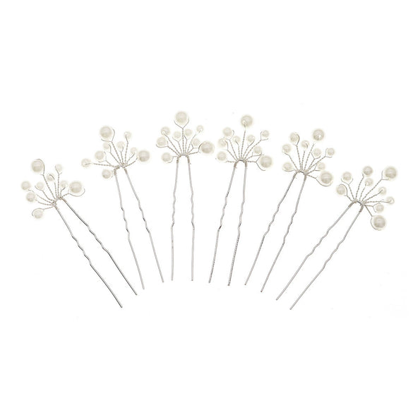 Wholesale Bridal Hair Accessories Pearl Ancient Style U Shaped Hairpin With Flower Pattern