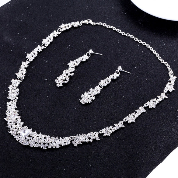 Wholesale Bridal Jewelry Alloy Twopiece Set With Crystal And Rhinestone Necklace And Earrings
