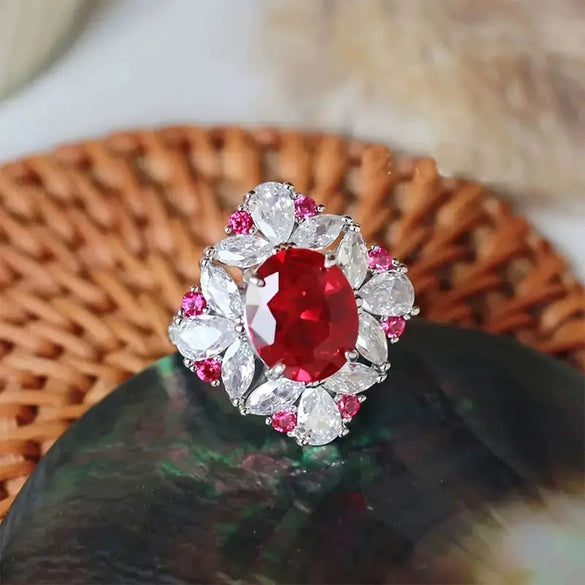 Wholesale Bridal Ring Copper Inlaid Zircon Retro Geometric Rhombus Dropshaped Jewelry