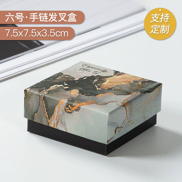 Wholesale Bronzing Marble Jewelry Packaging Box For Earrings Necklace Ring Bracelet Pendant