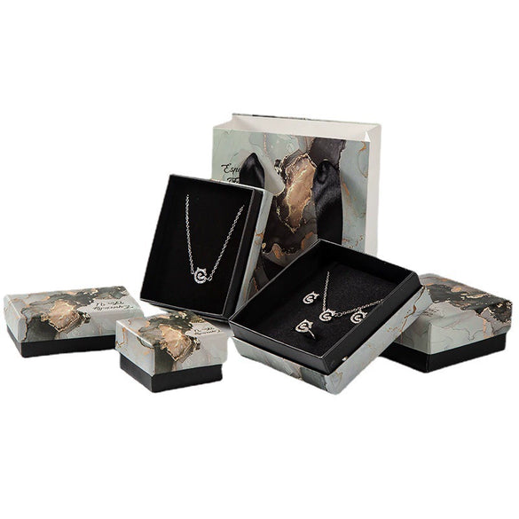 Wholesale Bronzing Marble Jewelry Packaging Box For Earrings Necklace Ring Bracelet Pendant