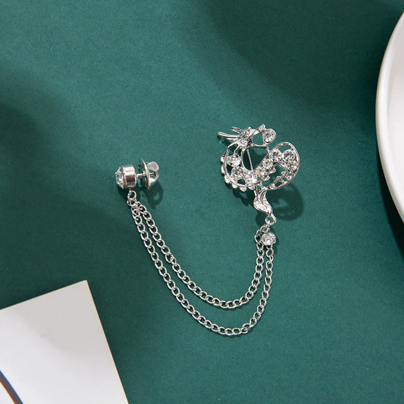Wholesale Brooch Alloy Multi Layer Chain Geometric Flower Pin With Electroplating For Unisex And Women