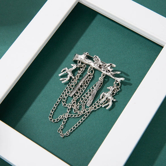 Wholesale Brooch Alloy Multi Layer Chain Geometric Flower Pin With Electroplating For Unisex And Women
