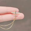 Wholesale Brooch Copper Goldplated Artificial Gemstones Semiprecious Stones Geometric Aircraft Tassel Design For Women