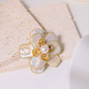 Wholesale Brooch Natural Freshwater Pearl Geometric Plant Flowers Style 18K Real Gold Plated