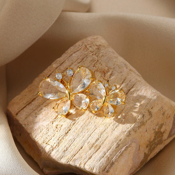 Wholesale Brooch Pin Copper Butterfly Insect Style Electroplated
