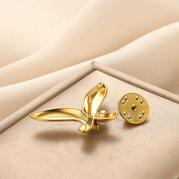 Wholesale Brooch Stainless Steel Light Luxury Style Bow Electroplating For Women