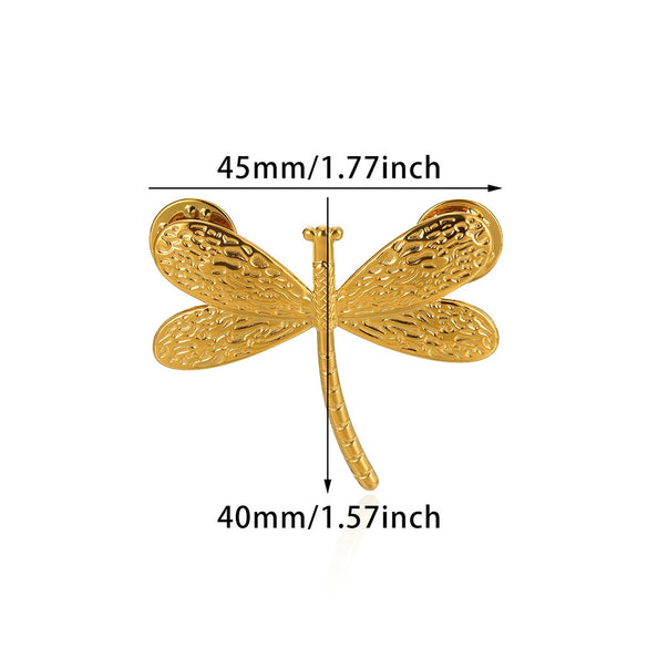 Wholesale Brooch Titanium Steel Dragonfly Insect Cartoon Characters Electroplating Women's Retro Style