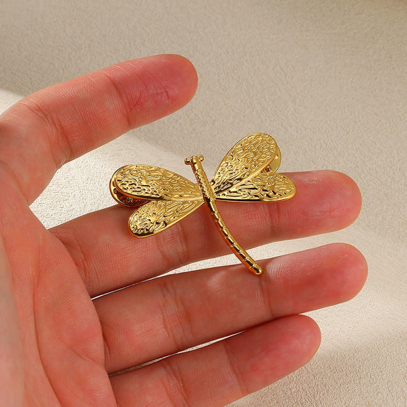 Wholesale Brooch Titanium Steel Dragonfly Insect Cartoon Characters Electroplating Women's Retro Style