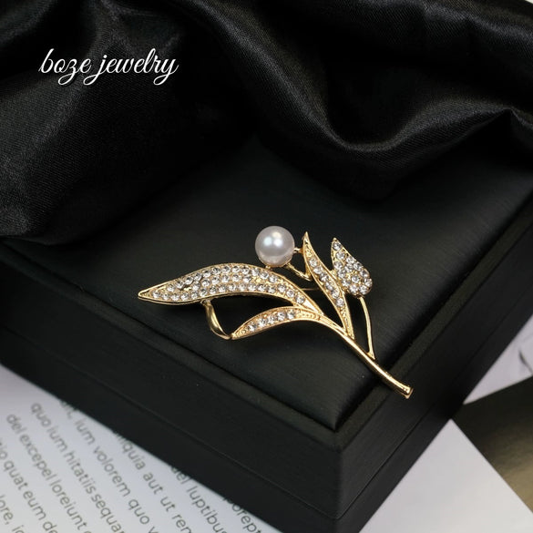 Wholesale Brooch Zinc Alloy Leaf Simple Style Electroplated Clothing Accessory
