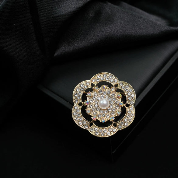 Wholesale Brooch Zinc Alloy Light Luxury Geometric Flower Diamondencrusted Electroplating For Women