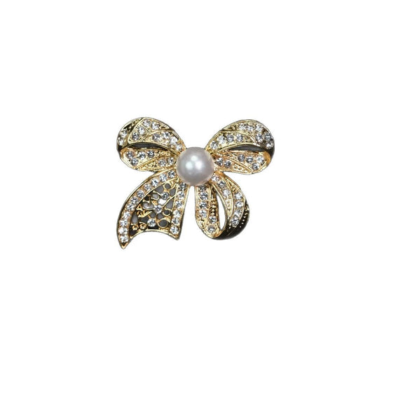 Wholesale Brooch Zinc Alloy Light Luxury Style Bow Electroplating Rhinestone Jewelry Pin
