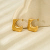 Wholesale Brushed Geometric Stainless Steel 18K Gold Plated Waterproof Earrings For Women