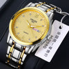 Wholesale Business Style Vintage Waterproof Couple's Quartz Watch With Steel Band And Case Round Dial Mineral Strengthened Glass Mirror Spiral Crown Bilateral Button Clasp