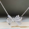 Wholesale Butterfly Bow Sterling Silver Necklace With Electroplating Ochain Pendant For Women