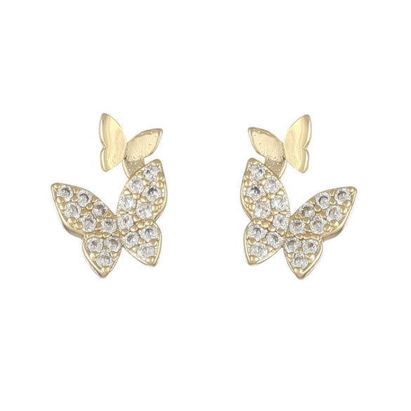 Wholesale Butterfly Earrings With S925 Silver Needles Alloy Material Cartoon Animal Design Full Diamond Treatment For Women