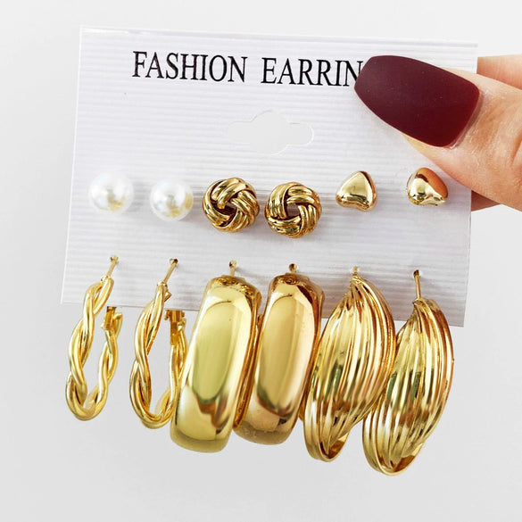 Wholesale Butterfly Love Lock Rose Diamond Pearl Earrings Set Alloy Electroplated With Heart Animal Zodiac Patterns Unisex
