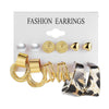 Wholesale Butterfly Love Lock Rose Diamond Pearl Earrings Set Alloy Electroplated With Heart Animal Zodiac Patterns Unisex