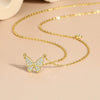 Wholesale Butterfly Necklace 925 Silver Geometric Microinlaid Zircon Light Luxury Jewelry For Women