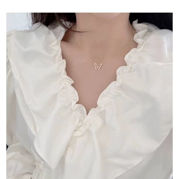 Wholesale Butterfly Ochain Necklace 925 Sterling Silver Diamond Plated Bow Light Luxury Animal Style For Women