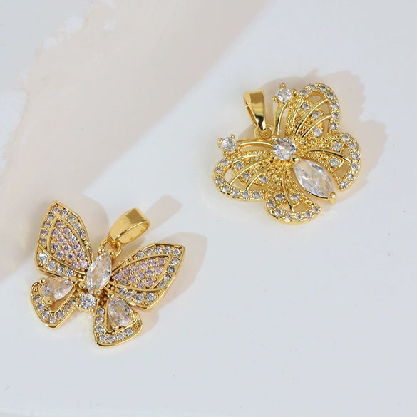 Wholesale Butterfly Pendant Necklace Copper Animal Zodiac Electroplating Simple Design Women's Accessories