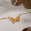 Wholesale Butterfly Pendant Necklace For Women Stainless Steel 18K Real Gold Plated With Paper Clip Chain Casual Animal Zodiac Style