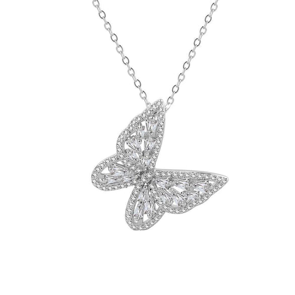 Wholesale Butterfly Sterling Silver 925 Elegant Geometric Electroplated Necklace Clavicle Chain For Female
