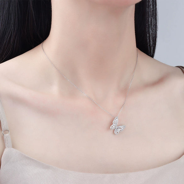 Wholesale Butterfly Sterling Silver 925 Elegant Geometric Electroplated Necklace Clavicle Chain For Female