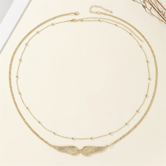 Wholesale Butterfly Wing Heart Bead Zinc Alloy Body Chain For Women