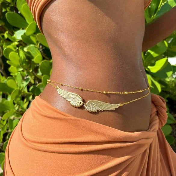 Wholesale Butterfly Wing Heart Bead Zinc Alloy Body Chain For Women