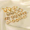Wholesale C Shaped Butterfly Zircon Irregular Pearl Earrings With Crown Bow U Shaped Geometric Pattern 18K Gold Plated Stainless Steel Stud Earrings For Women