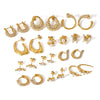 Wholesale C Shaped Butterfly Zircon Irregular Pearl Earrings With Crown Bow U Shaped Geometric Pattern 18K Gold Plated Stainless Steel Stud Earrings For Women