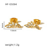Wholesale C Shaped Butterfly Zircon Irregular Pearl Earrings With Crown Bow U Shaped Geometric Pattern 18K Gold Plated Stainless Steel Stud Earrings For Women
