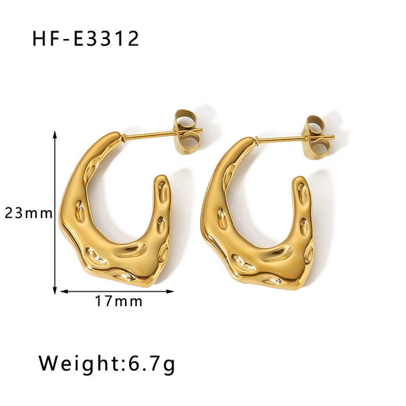 Wholesale C Shaped Butterfly Zircon Irregular Pearl Earrings With Crown Bow U Shaped Geometric Pattern 18K Gold Plated Stainless Steel Stud Earrings For Women