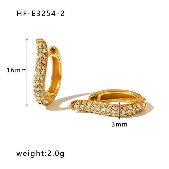 Wholesale C Shaped Butterfly Zircon Irregular Pearl Earrings With Crown Bow U Shaped Geometric Pattern 18K Gold Plated Stainless Steel Stud Earrings For Women